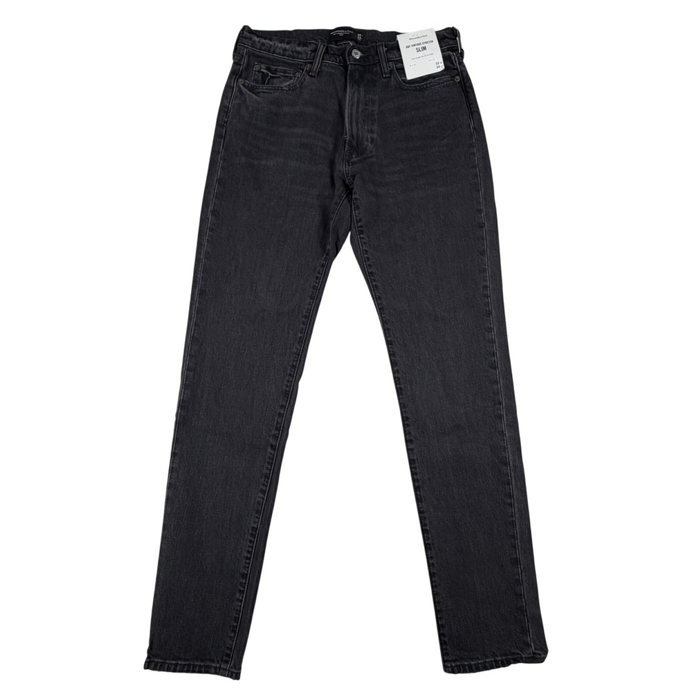 Abercrombie & Fitch Mens 32x34 Vintage Stretch Slim Jeans‎ Faded Black New